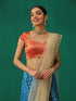 Red & Gold Brocade Blouse with Cap Sleeves